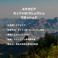 エチオピア カッファG1 ウシュウシュ ウオッシュド